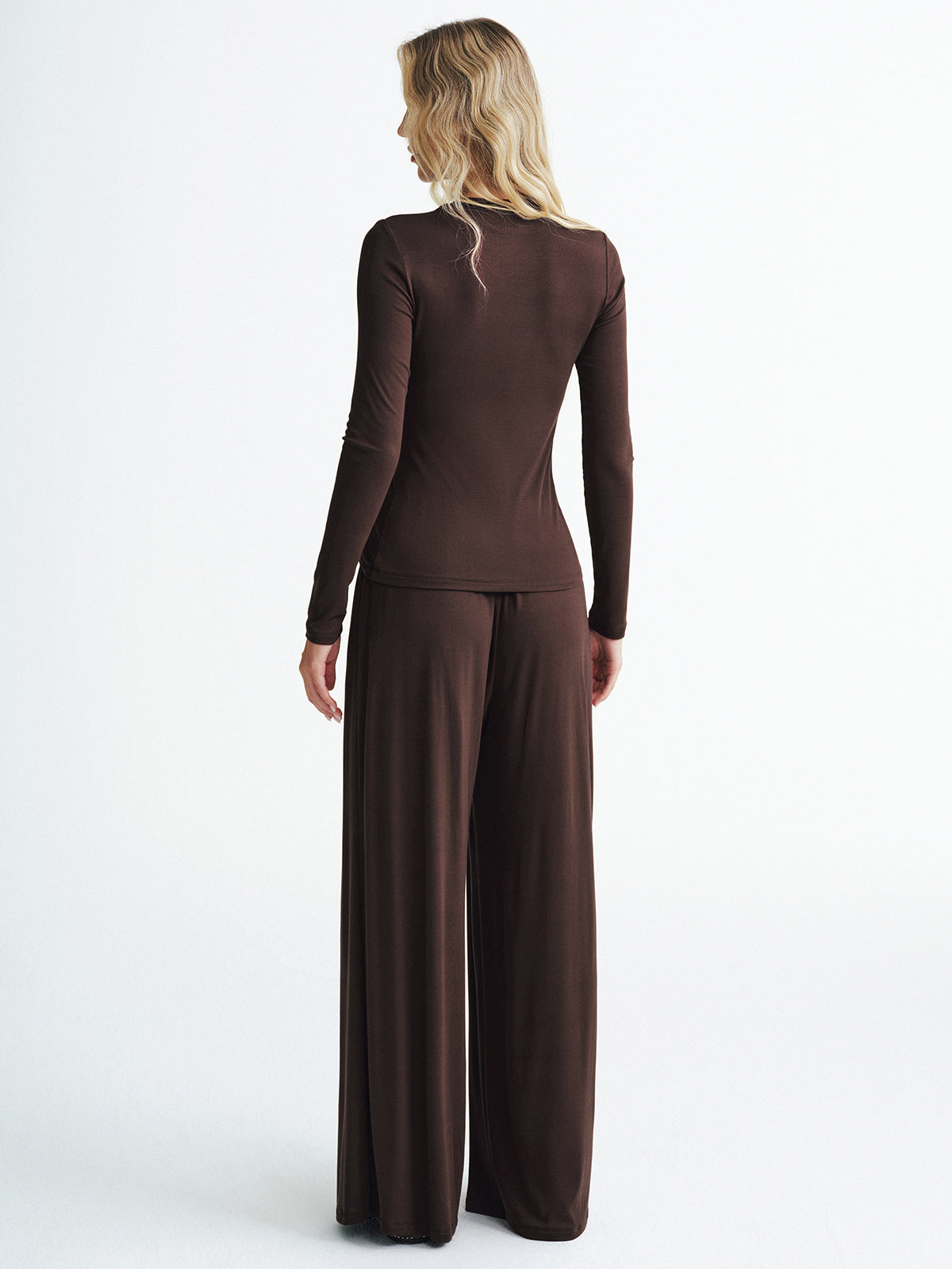 MFLLONDON | Metal Detail Top and Wide-Leg Pants Set