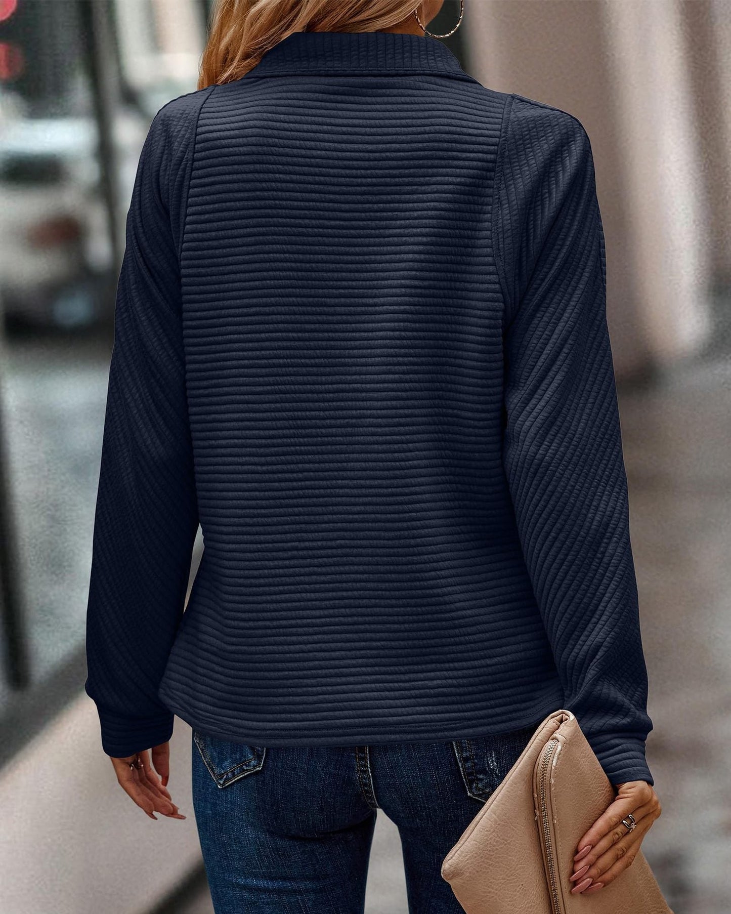 Sarah | Elegant V-Neck Zip Sweater
