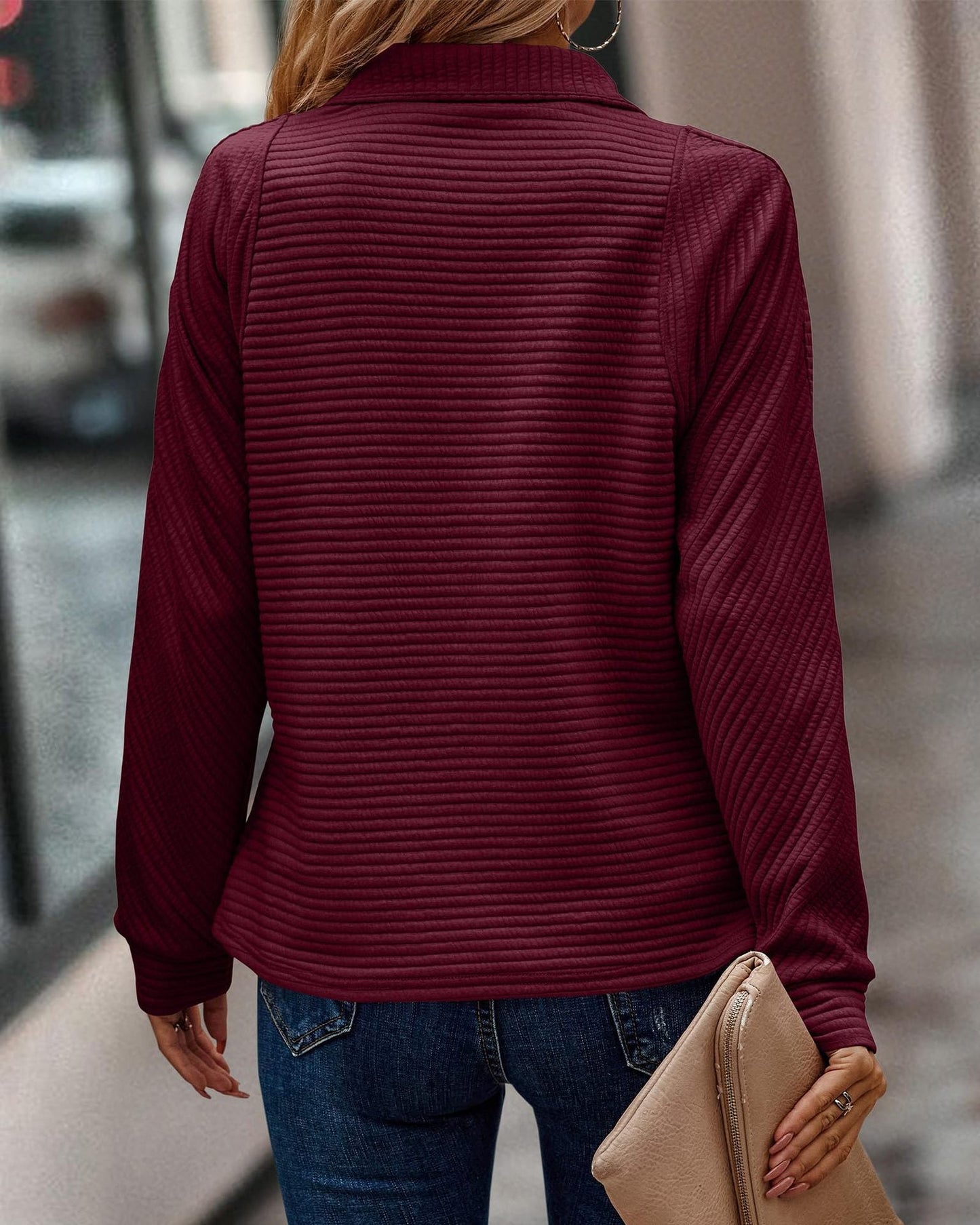 Sarah | Elegant V-Neck Zip Sweater