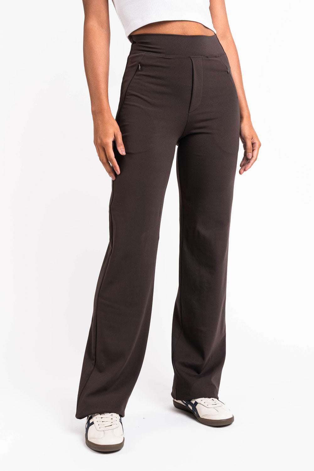 MFLLONDON | High ActiveFlex Straight Pants - Brown