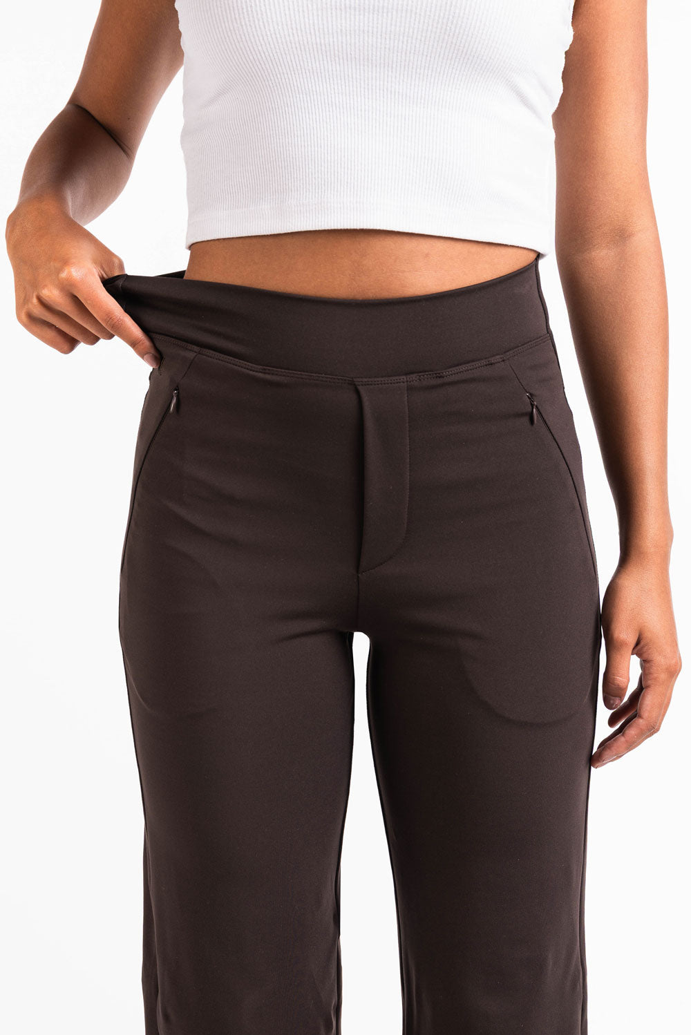 MFLLONDON | High ActiveFlex Straight Pants - Brown