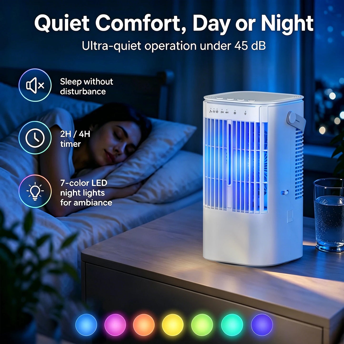 SereneCool Portable Night Light Fan