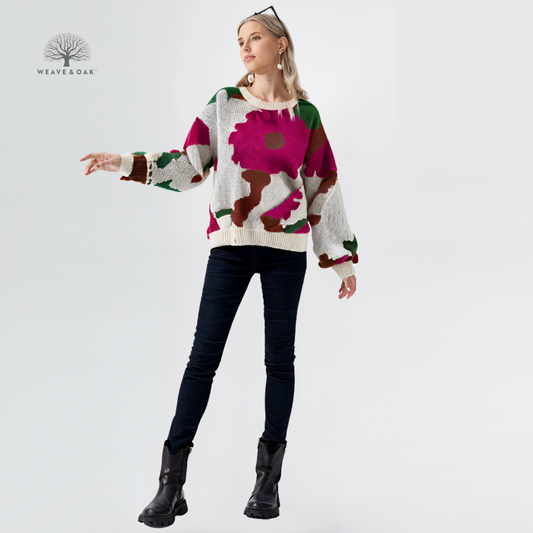 Ava | Bold Floral Jacquard Sweater